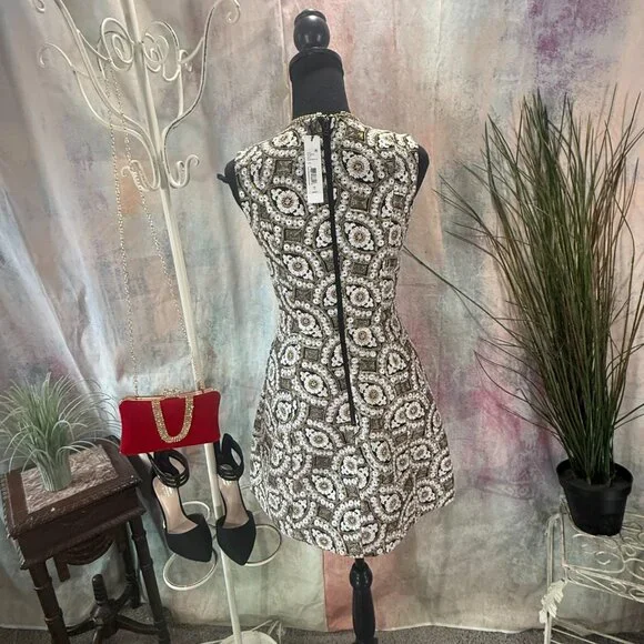 NEW📌Alice+Olivia Stunning Metallic Accented Jacquard Fabric Mini Cocktail Dress - Picture 2 of 15